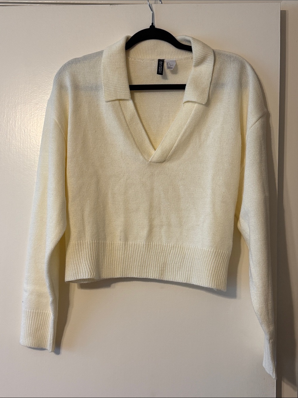 Divided Cream V-Neck Polo Sweater